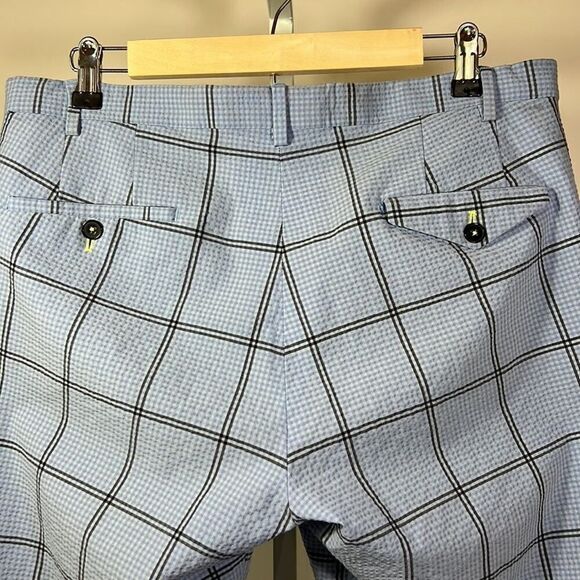 TWISTED TAILOR Men’s Flat Front Windowpane Cosmic Trouser Pants Blue Size 34R - Picture 7 of 10
